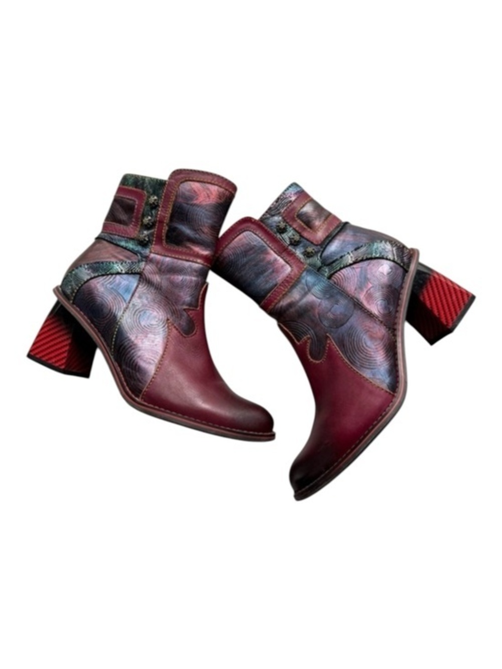 Spring Step L’Artiste Thunderbird Leather Ankle Boots Western Cowgirl Red 38